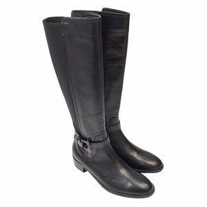 Aquatalia Black Leather Knee High Zip Boots sz  8